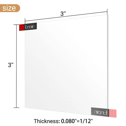 Miniatura 2 de Enoin 4 hojas de acrílico transparente de plexiglás de 3 x 3 pulgadas de grosor de 0.080 pulgadas de grosor y 1/12 pulgadas de grosor, para vidrio