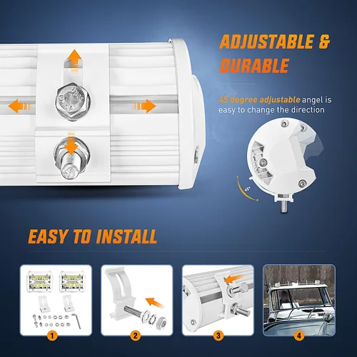 Miniatura 6 de Nilight - Luces LED marinas combinadas de punto de inundación de 4 pulgadas, 2 unidades, luces de navegación, iluminación de cubierta de pontón