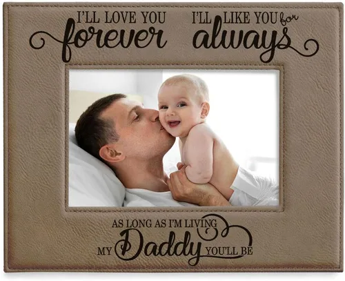 Miniatura 9 de KATE POSH I'll Love You Forever, I'll Like You for Always, as Long as I'm Living My Daddy You'll be. Marco de fotos de cuero bronceado grabado, papá