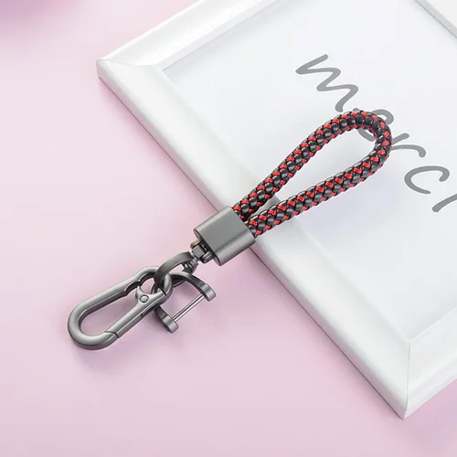 Miniatura 7 de Llavero de llaves de coche con bellota y trenzado en paracord, llavero de cuero trenzado grueso para hombres y mujeres, adecuado para todos los Negro