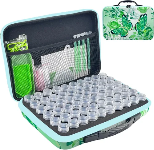 Miniatura 11 de Contenedores de almacenamiento de pintura de diamantes, 120 ranuras para accesorios de pintura de diamantes y herramientas para estuche organizador