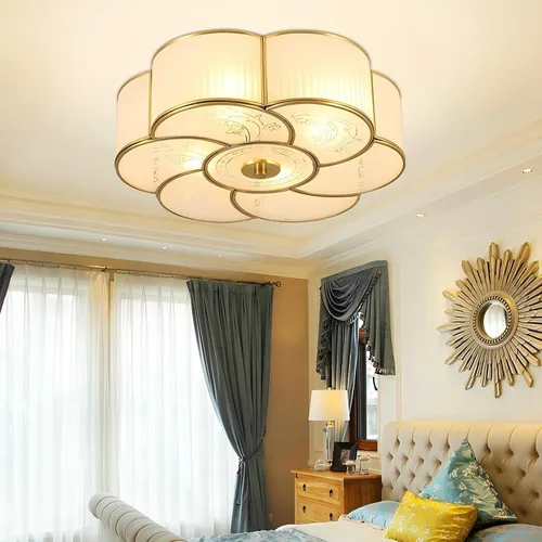 Miniatura 17 de LIGHTLAND Lámpara de Techo de Montaje al Ras de 13.8 Pulgadas, Lámpara de Techo de Latón de 3 Luces con Pantalla de Vidrio, Accesorios de Luz
