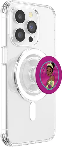 Miniatura 3 de Disney Princess Tiana 80s Glamour Portrait Pink PopSockets MagSafe PopGrip para iPhone