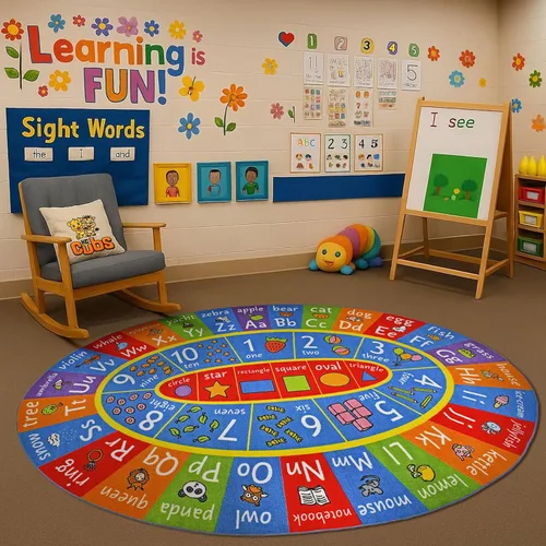 Miniatura 8 de KC Cubs Alfombra educativa antideslizante con alfabeto, números y formas de 3 x 3 pulgadas, para niños, guardería, aula, sala de juegos, guardería