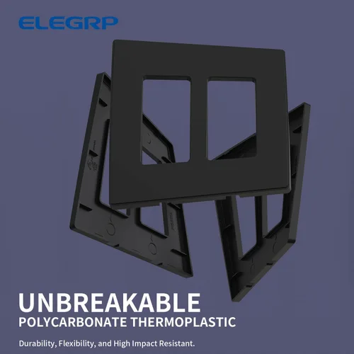 Miniatura 4 de ELEGRP Placas de pared decorativas sin tornillos de 2 posiciones, placas de cubierta de tamaño mediano, cubierta de placa frontal termoplástica Negro