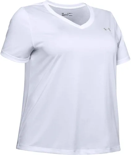 Miniatura 4 de Under Armour - Camiseta UA Tech de manga corta y cuello en V para mujer, unicolor
