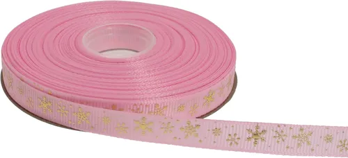 Miniatura 5 de Cinta de grogrén de copo de nieve con impresión dorada de 25 yardas cada rollo, borde tejido 100% poliéster (3/8 pulgadas, beige)