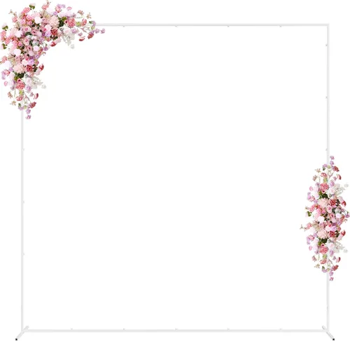 Miniatura 15 de Wokceer Soporte de Arco de Telón de Fondo para Boda Cuadrado 6.6 pies x 6.6 pies Soporte de Arco de Globos de Metal Dorado Pérgola de Jardín Marco
