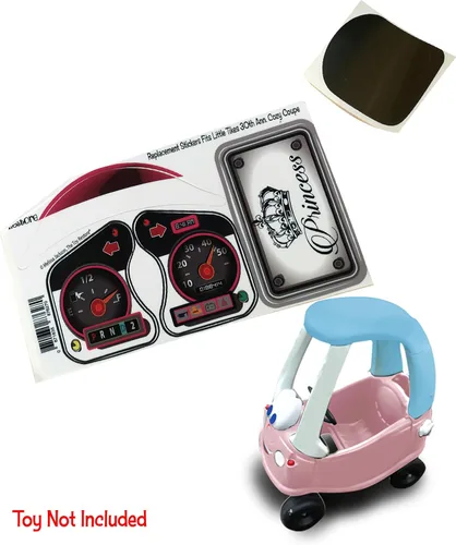 Miniatura 2 de Toy Restore - Calcomanía de repuesto para Little Tikes 30th Cozy Coupe Car Princess B&W