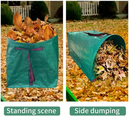 Miniatura 6 de Bolsa colectora de hojas plegable de 71 galones, contenedor reutilizable para jardín y bolsa de hojas para cuidado del césped y jardinería, bolsa