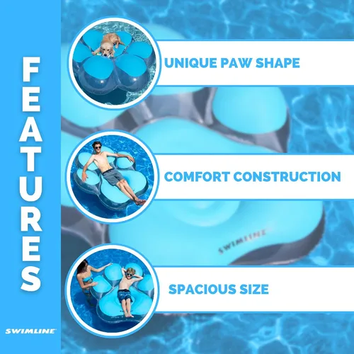 Miniatura 4 de SWIMLINE Original Pet Pawprint Flotador de Piscina – Tumbona de vinilo duradera para adultos y adolescentes – Divertido flotador de piscina