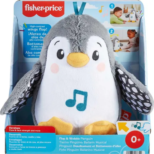Miniatura 6 de Fisher-Price - Juguete de tiempo boca abajo para bebés con aleta y bamboleo Pingüino, de felpa con música y movimiento para juego sensorial