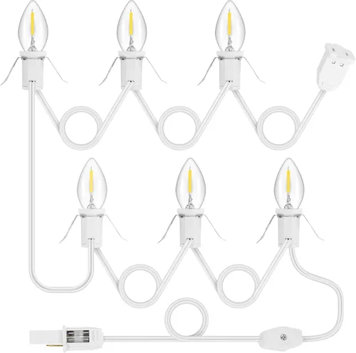 Miniatura 10 de Paquete de 1 cable de accesorio con 4 bombillas LED y toma de corriente de luz de pueblo de Navidad, cable de luz de molde de soplado de 8.9 pies