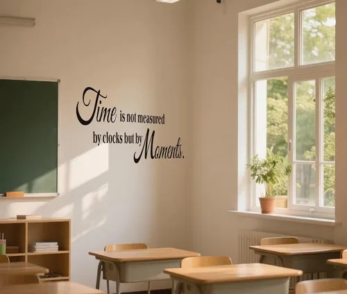 Calcomanías de pared con citas inspiradoras, el tiempo no es medido por relojes, sino por momentos, motivación y frase de motivación, vinilo
