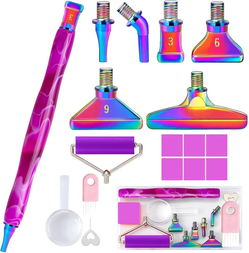 Miniatura 20 de Sttargxing Kit de 28 bolígrafos de pintura de diamante, 13 puntas de acero inoxidable con 12 arcilla, accesorios de pintura de diamante 5D, repuesto