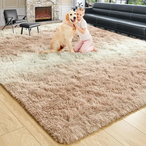 Miniatura 12 de Noahas - Alfombra suave y afelpada para habitación de niña y sala de estar, colorida, decoración para guardería, teñido anudado arcoíris, azul