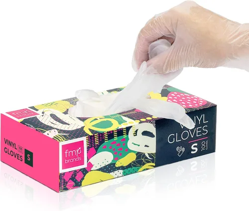 Fit Meal Prep Paquete de 100 guantes desechables de vinilo para preparación de alimentos, sin látex, sin polvo, ideales para cocina, baño, hogar,