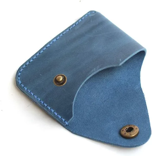 Miniatura 57 de Cartera organizadora de tarjetas de bolsillo frontal cosida a mano minimalista de cuero genuino para tarjetas, billetera con tarjetero pequeño, Negro