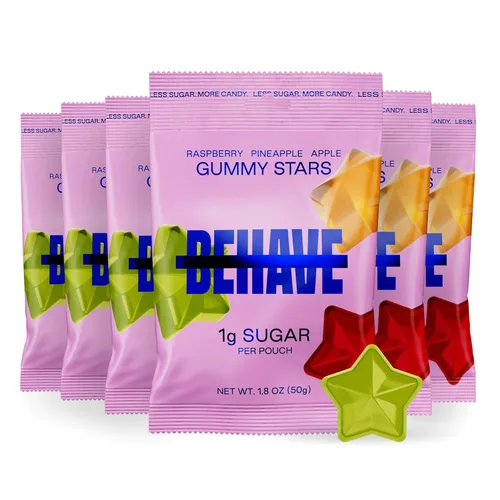 BEHAVE Caramelos de gomita bajos en azúcar y bajos en carbohidratos | Bocadillo saludable, alto en fibra, apto para dieta keto y diabética | Sin