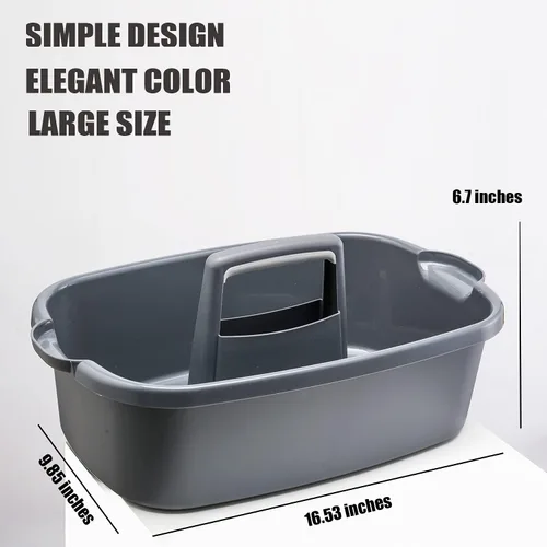 Miniatura 2 de ALINK Bolsa grande de plástico para ducha, organizador portátil con asa para dormitorio, baño, herramientas, jardín, cocina, suministros de Gris