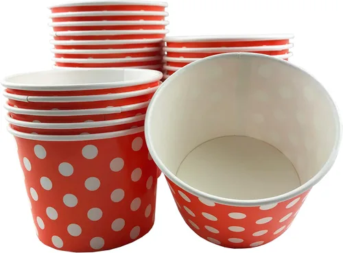 Miniatura 4 de MMvolesy Blue - Paquete de 50 vasos desechables para helado de 16 onzas, cuencos de papel de colores para helados, sopa caliente, postres, a prueba