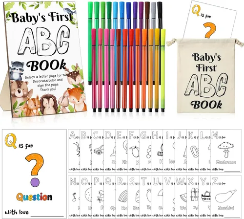 Miniatura 15 de Geelin 51 piezas de libro ABC del primer libro ABC del bebé, libro de visitas, alternativa educativa, 26 tarjetas para colorear del alfabeto de la A
