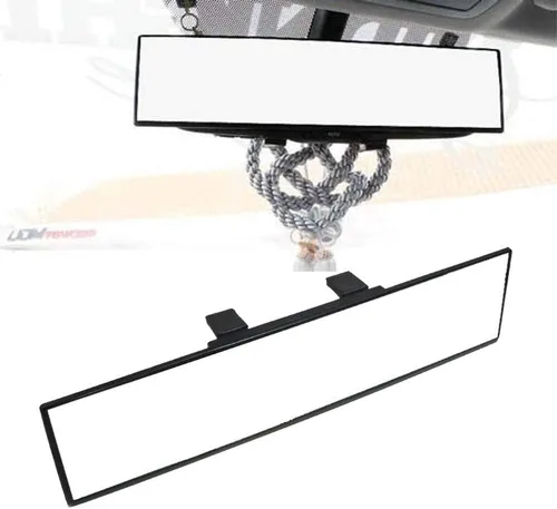 iJDMTOY Espejo retrovisor plano de clip universal JDM de 300mm 12 pulgadas de ancho compatible con automóvil, SUV, camioneta, camión, etc