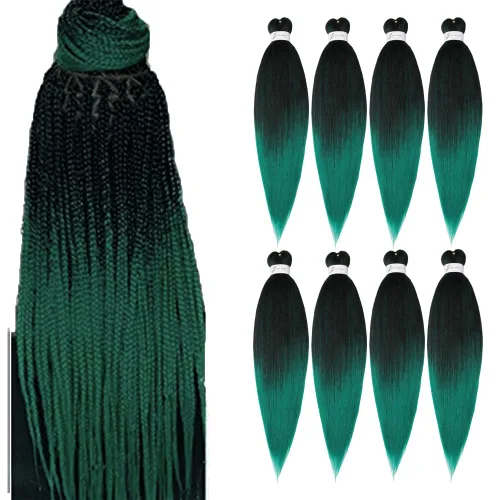 Miniatura 39 de Cabello trenzado preestirado negro natural, cabello largo trenzado de 32 pulgadas, 8 paquetes de extensiones de cabello trenzado profesional