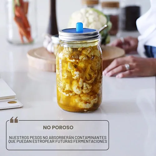 Miniatura 5 de Masontops Pickle Pebble - Pesos de fermentación de vidrio - Juego de pesas para encurtidos y fermentación - Tamaño de boca pequeña para kit