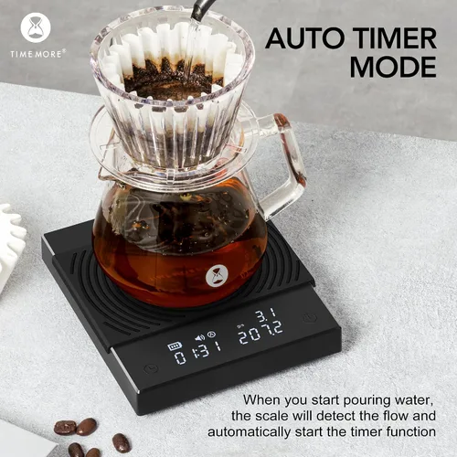 Miniatura 4 de Báscula de café TIMEMORE Black Mirror Basic 2 con temporizador, báscula de cocina de alta precisión de 2kg/0.1g, báscula de café expreso con función