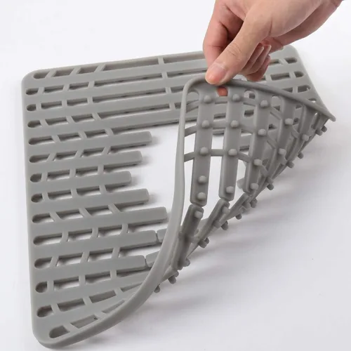 Miniatura 5 de NICE DAY Tapete para fregadero, protectores de fregadero de cocina, antideslizante, sin PVC, de silicona, pequeño, 12.8 x 11.3 pulgadas