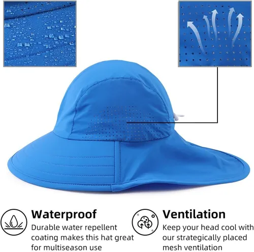 Miniatura 66 de Sombrero de verano para niños pequeños con solapa para el cuello, impermeable, sombrero de natación para niños, protección UV, sombrero de playa