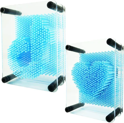 Miniatura 7 de 3D Pin Art Juguete Sensorial Tamaño 5x3.7 Pulgadas Agujas Pin Impresión Juguete Intelectual Divertido Rainbow Juguetes, Azul Claro Azul claro 5x3.7