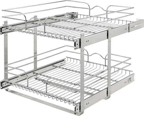 Rev-A-Shelf Estante extraíble para armario de cocina de 2 niveles y organizador de cajones, cesta de almacenamiento de despensa deslizante en varios
