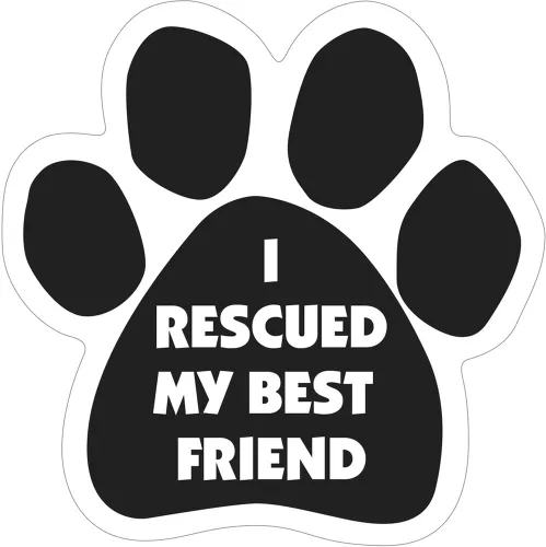 Imán de huella de perro o animal de 6 pulgadas, funciona en automóviles, camiones, refrigeradores y más (I Rescued My Best Friend)
