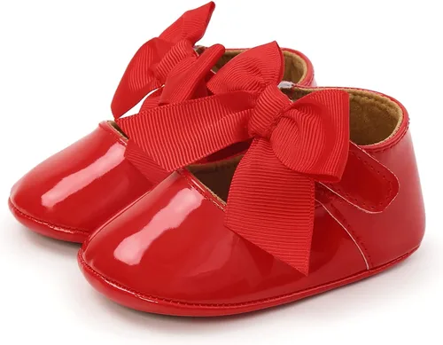 Miniatura 7 de GAISUMMI Zapatos planos Mary Jane para bebés y niñas con lazo, suela de goma antideslizante, de piel sintética, para primeros pasos, zapatos