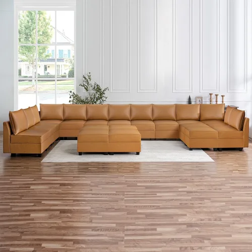 Miniatura 12 de Naomi Home Elizabeth - Sofá modular modular convertible en forma de U con diván de gran tamaño, para sala de estar grande, sofá seccional