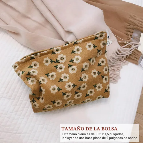 Miniatura 3 de Bolsa de maquillaje estética HAPPYHEIDI, bolsa de cosméticos y artículos de aseo con cremallera para viajes, con forro de lona, organizador de 001