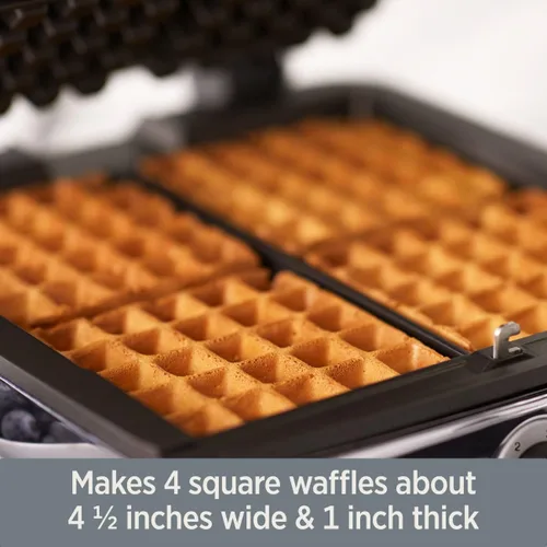 Miniatura 2 de All-Clad Fabricante de Waffles de Acero Inoxidable de 4 Secciones, Fabricantes de Waffles Gruesos de Bélgica, Almacenamiento Vertical 1600 Vatios