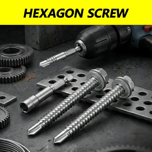 Miniatura 6 de 150 tornillos autoperforantes #8 x 2 para metal, tornillos hexagonales de acero inoxidable 410, tornillos Tek magnéticos de alta resistencia