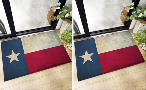 Miniatura 8 de Alfombra de baño con bandera de Texas, estrellas de pentagrama, antideslizante, alfombra suave para piso, tapete para puerta de piso, envejecido