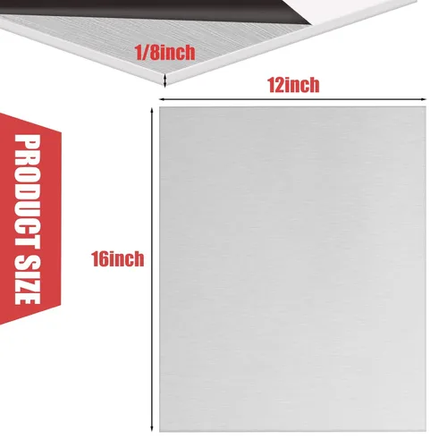 Miniatura 2 de 2 piezas de chapa de aluminio 6061, placas de aluminio resistentes de 12 x 16 x 1/8 pulgadas de grosor con película protectora, placa de aluminio