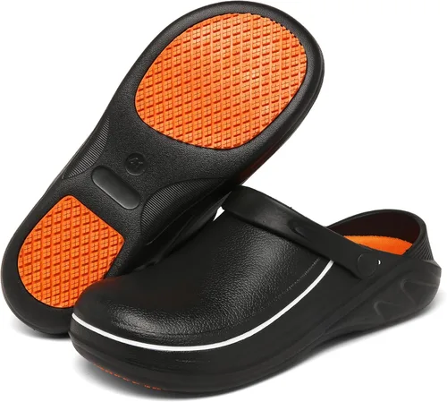 JSWEI Zapatos de cocina unisex para adultos, antideslizantes, resistentes al agua, para hombres, mujeres, enfermeras, jardineros, interiores y