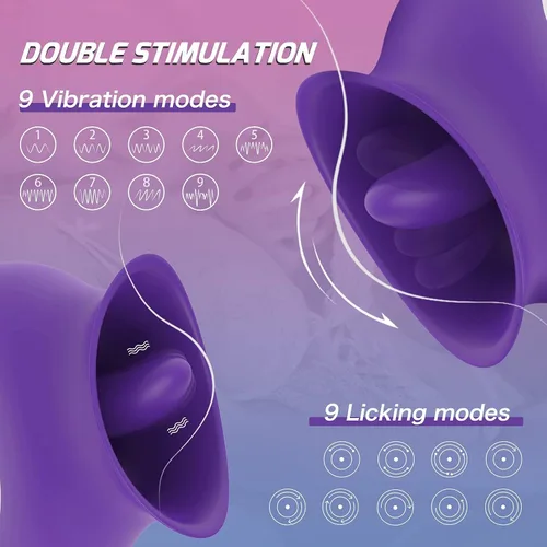 Miniatura 2 de Juguetes para adultos, vibrador de clítoris rosa, vibrador de juguete para lamer la lengua con 9 modos, recargable e impermeable, juguetes sexuales