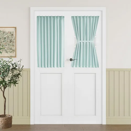 Miniatura 15 de Vatge - Cortinas autoadhesivas para puerta francesa, tratamiento de ventana con filtro de luz sin varillas ni perforaciones para puertas de cristal