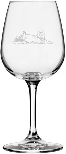 Miniatura 61 de Copa de vino de 12.75 onzas con temática de gato abisinio grabada para todo uso