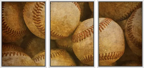 Miniatura 45 de wall26 Lienzo enmarcado para pared, juego de arte de primer plano, detalles de costuras de béisbol, atletas deportivos, fotografía, moderno