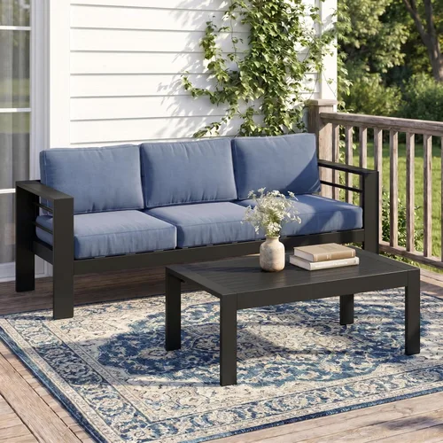 Miniatura 46 de Solaste Aluminum Patio Sofa with Coffee Table,3 PCS Patio Furniture Set with Cushions, All-Weather Outdoor Sofa for Balcony, Deck, Backyard, Porch