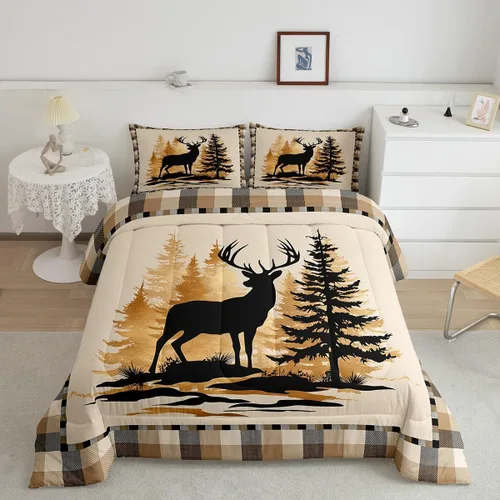 Miniatura 29 de Juego de ropa de cama de oso para niños y adolescentes, juego de edredón de animales salvajes para niños, adolescentes, naturaleza, vida silvestre