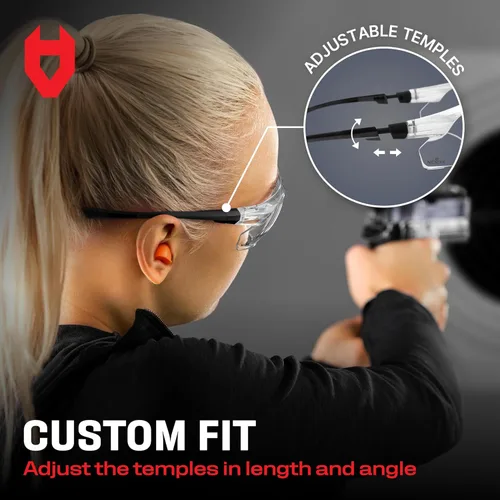 Miniatura 6 de NoCry Gafas de Tiro Transparentes para Hombres con Lentes Envolventes Antivaho y Resistentes a los Arañazos — Anteojos de Seguridad ANSI Z87